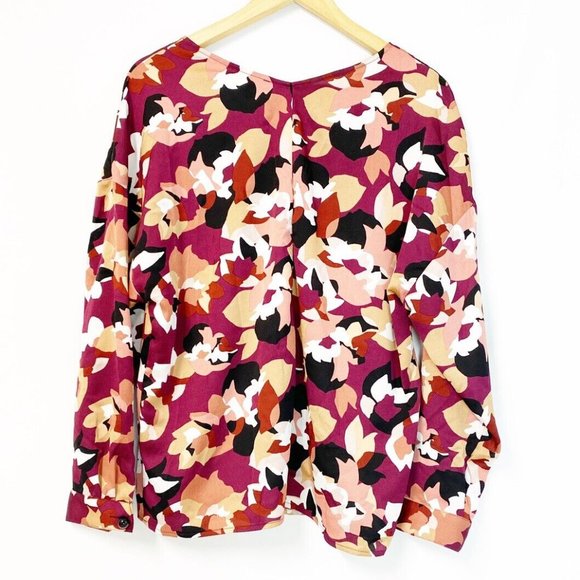 Bar III Abstract Floral-Print  long sleeve Blouse Size L - Picture 3 of 6